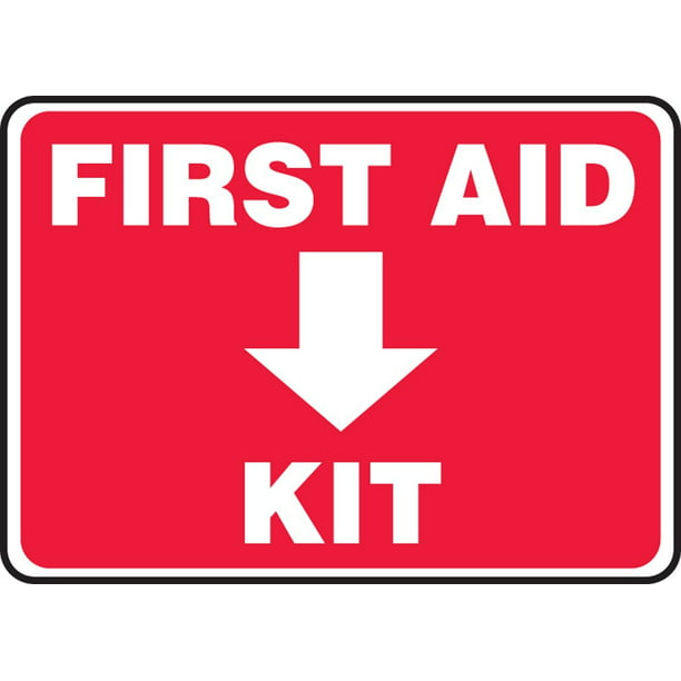 LegendSAFETY FIRST FIRST AID KIT Accuform MFSD944VP Plastic Safety Sign 10 Length x 7 Width x 0.055 Thickness Green/Black on White 